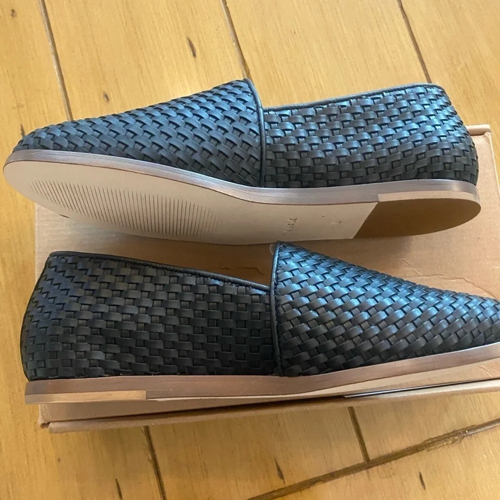 Men’s Black Leather Alejandro Nisolo Slip On Woven Loafers New Size 11 in box